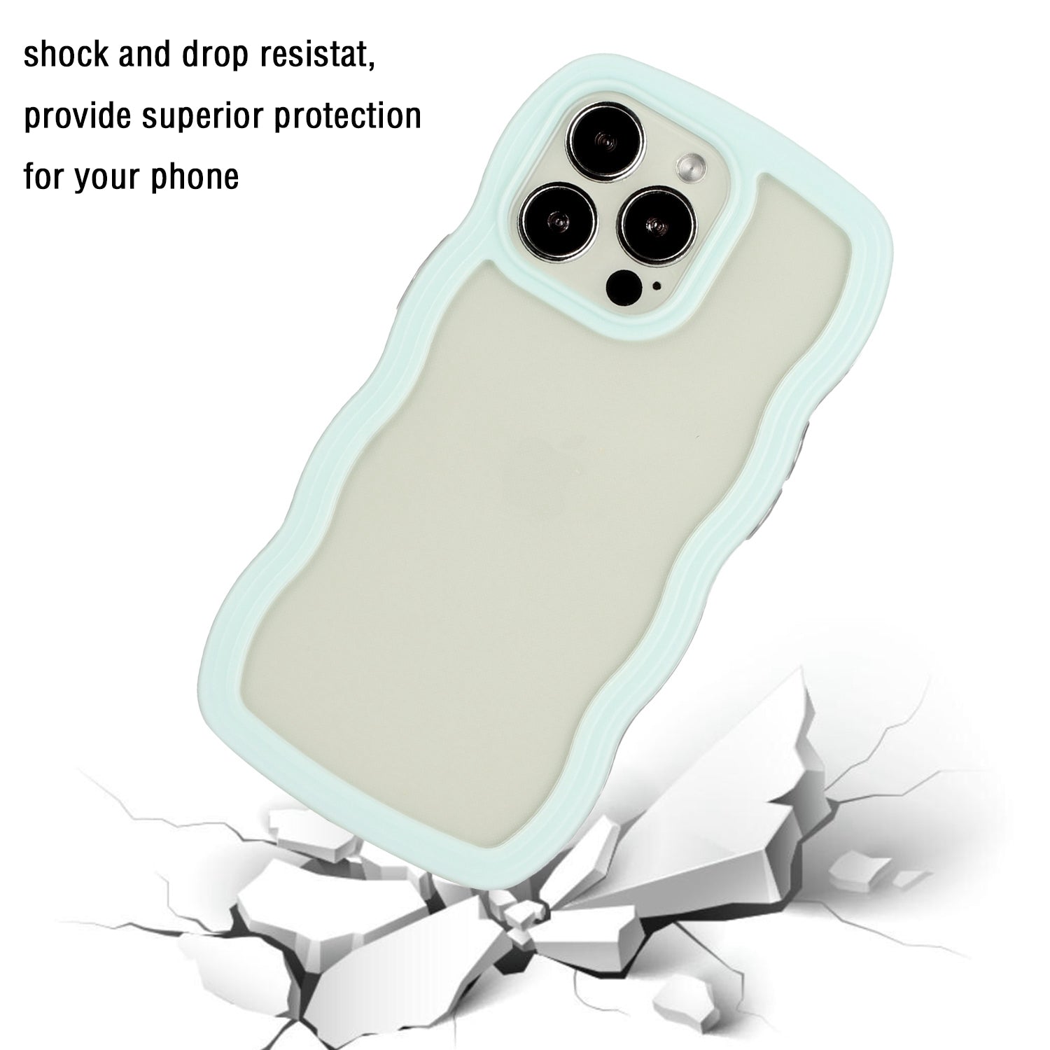 Transparent Phone Case for iPhone 15 Pro Max , Wave Edge PC + TPU Detachable Color Frame Phone Shell Cover - Baby Blue Transparent Phone Case for iPhone 15 Pro Max , Wave Edge PC + TPU Detachable Color Frame Phone Shell Cover - Baby Blue